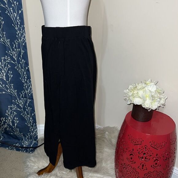 Eileen Fisher Black Elastic Waist, Pull-On Pencil Skirt Side Slit Sz Small S - Picture 3 of 8